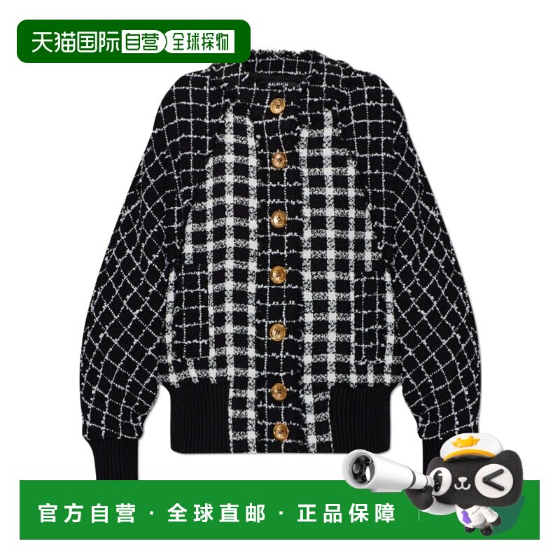 1h可退 香港直邮Balmain 大款粗花呢飞行员夹克 GF1TFA45MI18