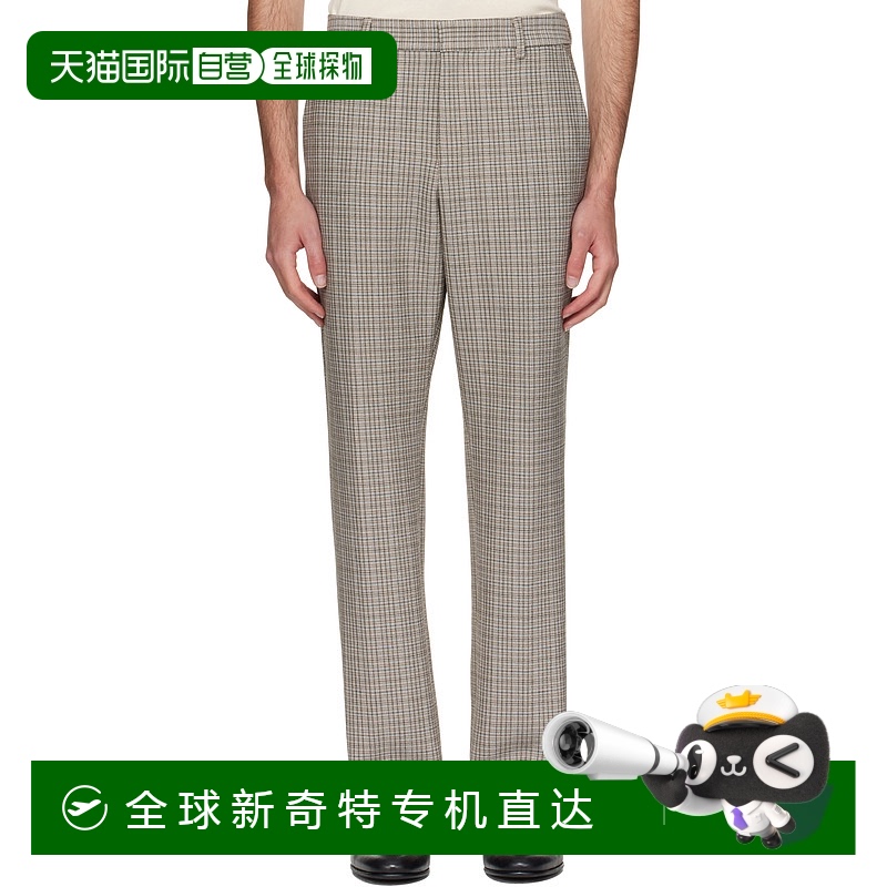 1h可退 香港直邮BOSS 波士 男士 驼色 Relaxed-Fit Checked Stret