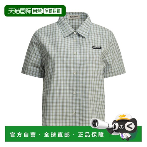 香港直邮Miu Miu 缪缪 女士 休闲格纹衬衫 MK1959196LF073