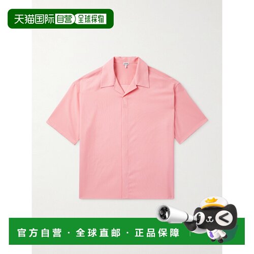 1h可退 LOEWE 罗意威 男士 Camp-Collar 宽松款Logo刺绣短袖