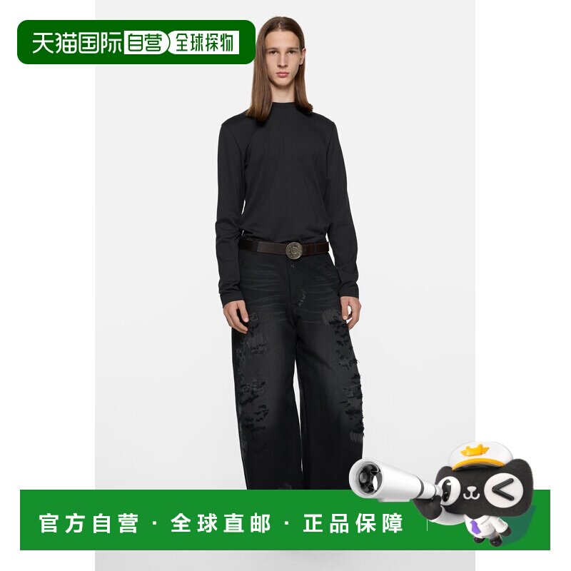 欧洲直邮ACNE（艾克妮）缎面标签T恤-直筒版型长袖半高领男装图片