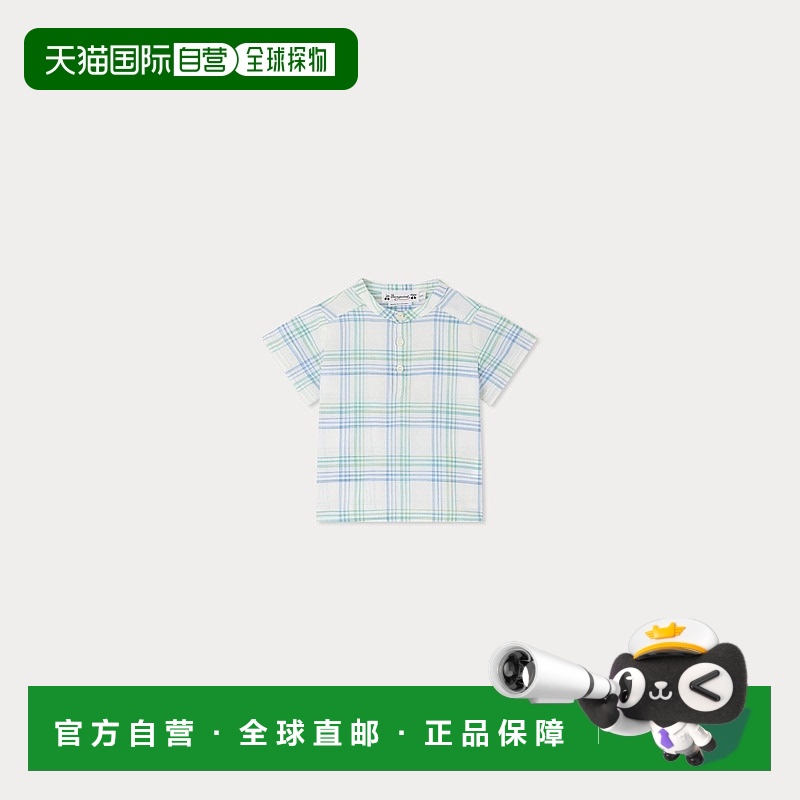 自营欧洲直邮Bonpoint小樱桃 Cesari蓝色格纹衬衫