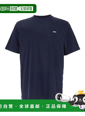 香港直邮AUTRY 男士 Front 蓝色圆领带Logo刺绣棉质T恤 TSPMA7CB