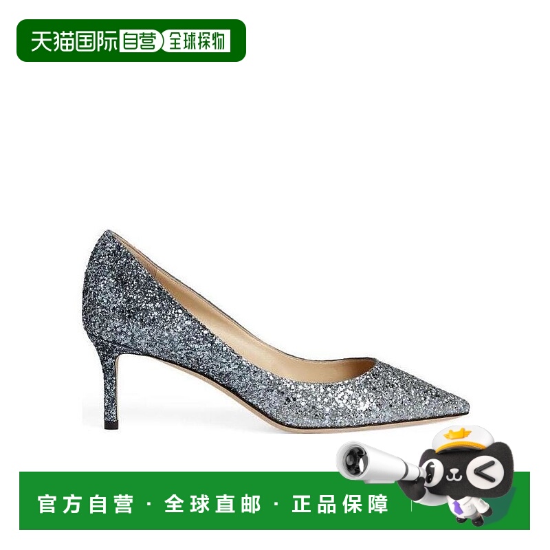 香港直邮Jimmy Choo Romy 60亮片高跟鞋 ROMY60BRESILVERBLUE尖头