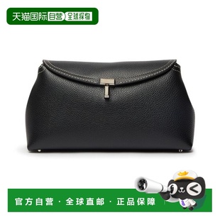 自营欧洲直邮Toteme T-Lock女士黑色小牛皮压纹T字锁扣单肩包
