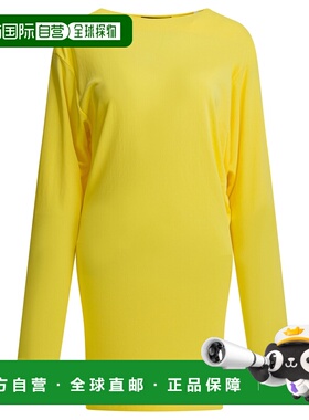 1h可退 香港直邮Jacquemus 女士 黄色粘胶纤维混纺连衣裙 DRW0082