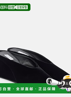 香港直邮alaia 女士 Cube 75 天鹅绒坡跟凉拖 black黑色 舒适时尚