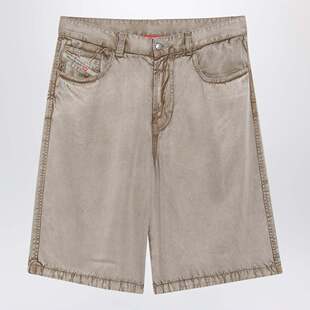 女士 1h可退 香港直邮Diesel 迪赛 A23 浅褐色粘胶纤维百慕大短裤