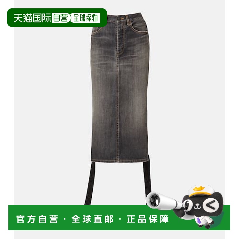 1h可退 香港直邮Balenciaga 巴黎世家 女士 系带牛仔铅笔半身裙