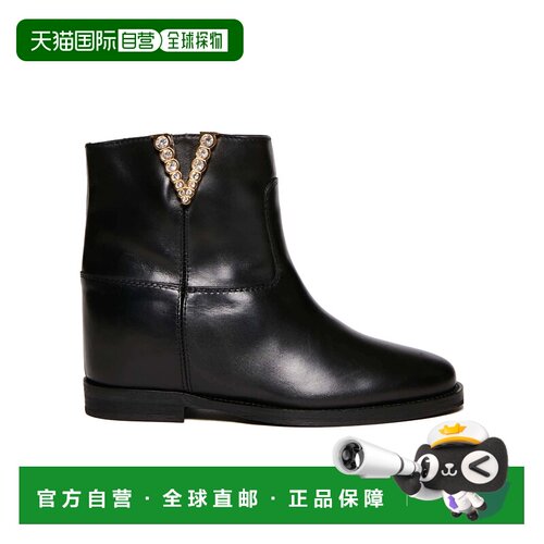 香港直邮Via Roma 15 女士高跟鞋 3398NERO AW2024 黑色 徽标细节