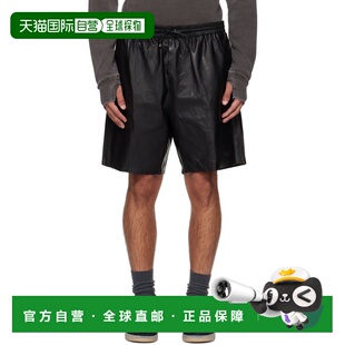1h可退 香港直邮AMIRI 男士 黑色 Lightweight 皮革短裤 AMLTSH10