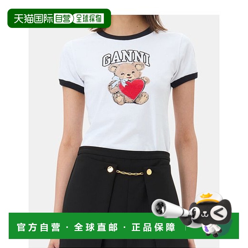 香港直邮Ganni 短袖T恤 T4061正品高档潮流舒适休闲百搭 感夏季