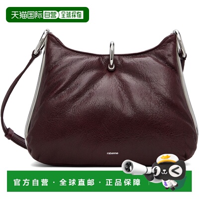 香港直邮Rabanne 女士 酒红色小号 Ring Leather 单肩包 26ASS054