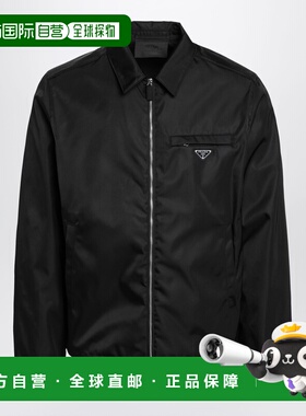 1h可退 香港直邮Prada 普拉达 男士 RENYLON ZIPUP 黑色夹克 SGB6