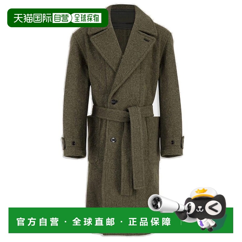 1h可退 香港直邮Lemaire 男士 直下擺束帶大衣 CO1135LF504羊毛
