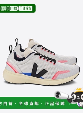 自营欧洲直邮VEJA Condor 2系列黑色/浅灰色再生聚酯纤维V标识跑