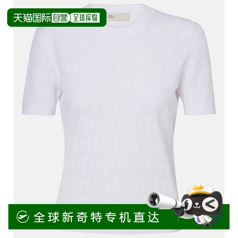 1h可退 香港直邮Tory Burch 托里 伯奇 女士 T 交织图案提花毛衣