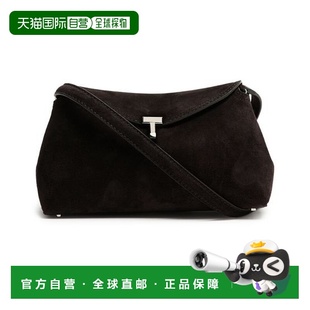 自营欧洲直邮Toteme T-Lock女士浓咖啡色小牛皮T字锁扣单肩包