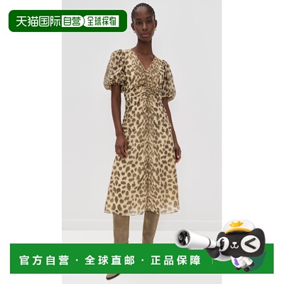 1h可退 香港直邮SEA 海洋 女士 Claude 印花泡泡袖中长连衣裙