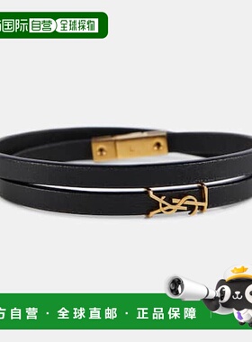 1h可退 香港直邮Saint Laurent 圣罗兰 女士 YSL 徽标皮革手链 00