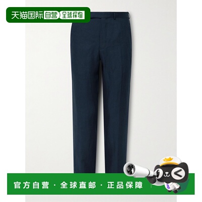 1h可退 香港直邮zegna 杰尼亚 男士 Oasi Lino 修身斜纹布西装裤