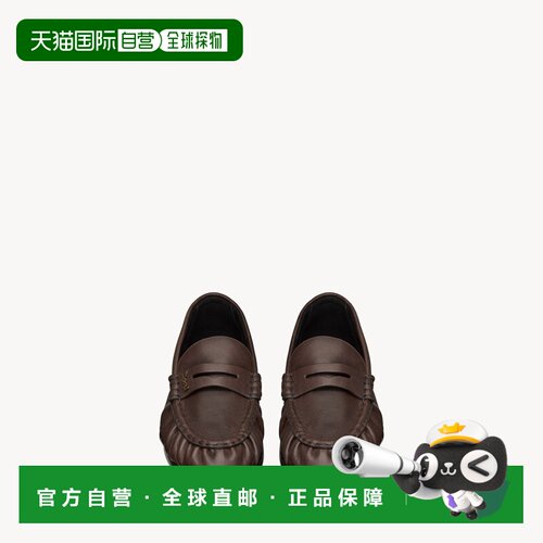 自营欧洲直邮YSL圣罗兰 LE LOAFER男士皮革乐福鞋单鞋深棕色哑光