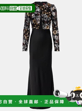 1h可退 香港直邮MaxMara 麦斯玛拉 女士 Lastra 珠片薄纱长款连衣