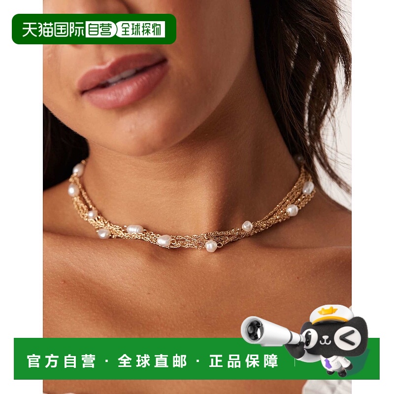 1h可退 香港直邮ASOS 女士 chains 设计多排人造珍珠色调短项链()