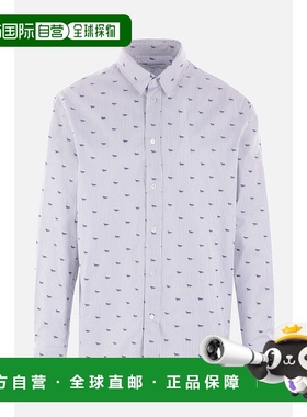 1h可退 香港直邮MAISON KITSUNE 男士 狐狸休閒條紋襯衫 MM00408W