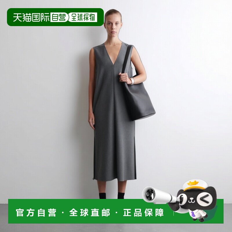 自营欧洲直邮COS 女士灰色再生聚酯纤维针织无袖V领连衣裙女装图片
