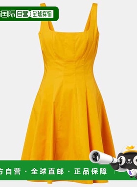 1h可退 香港直邮Staud 女士 Wells 棉府绸迷你连衣裙 yellow黄色