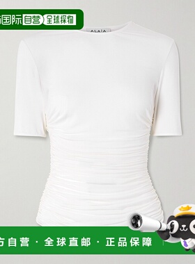 1h可退 香港直邮Alaia 女士 褶皱弹性针织T恤 AA9H1248J050B000BL