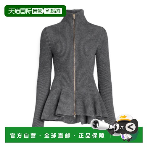 香港直邮Alaia 荷叶边针织羊绒长袖开衫 AA9S0369K158C