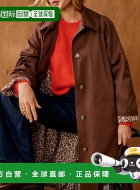 自营欧洲直邮Sezane 女士深棕色棉风衣正品休闲时尚百搭舒适流行