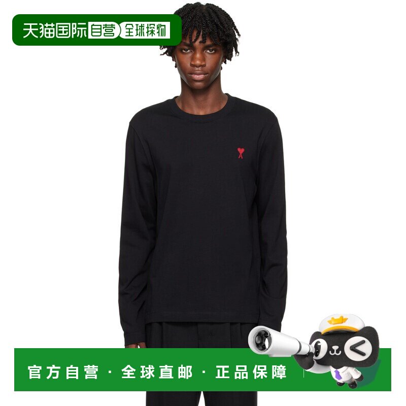 1h可退 香港直邮Ami Paris 男士 黑色 Ami de Cœur 长袖 T恤 UTS2