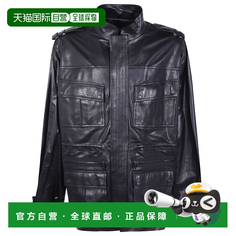 1h可退 香港直邮Balmain 巴尔曼 男士 羔羊皮皮革中长大衣 FH1TJ2
