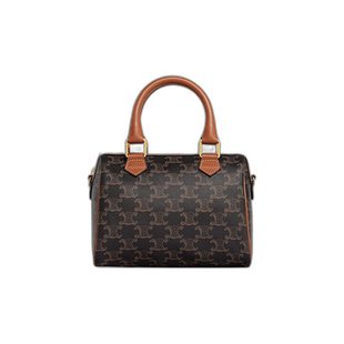 欧洲直邮CELINE/赛琳 BOSTON女士小号棕褐色标志印花牛皮革手提包