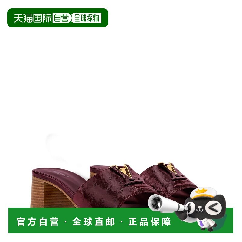 自营欧洲直邮LV路易威登 Mare女士红色皮革低方跟穆勒鞋一脚蹬