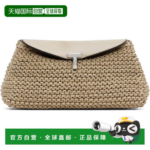1h可退 香港直邮toteme 女士 驼色迷你 T-Lock Woven-Leather 手