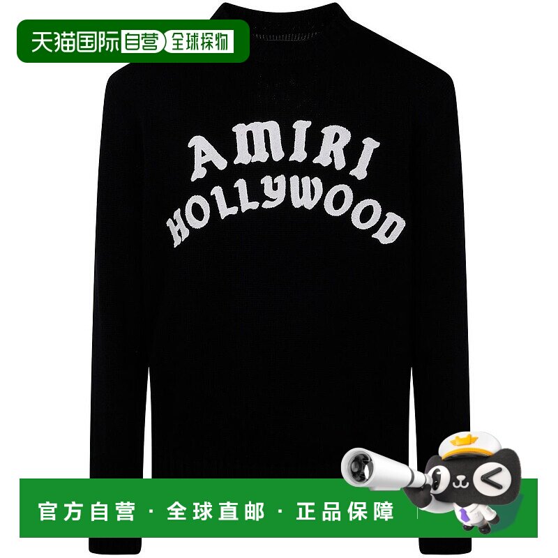 1h可退 香港直邮AMIRI 男士 Hollywood 圓領套頭衫 AMKNCW1094黑