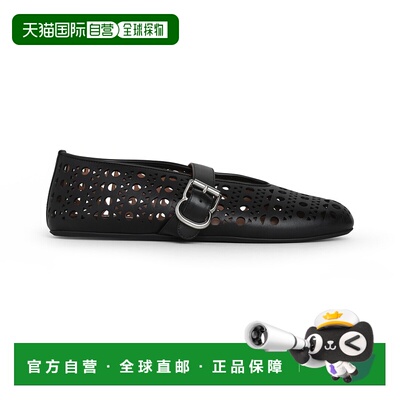 自营欧洲直邮Alaia阿拉亚 LA BALLERINE女士黑色皮革平底鞋女鞋