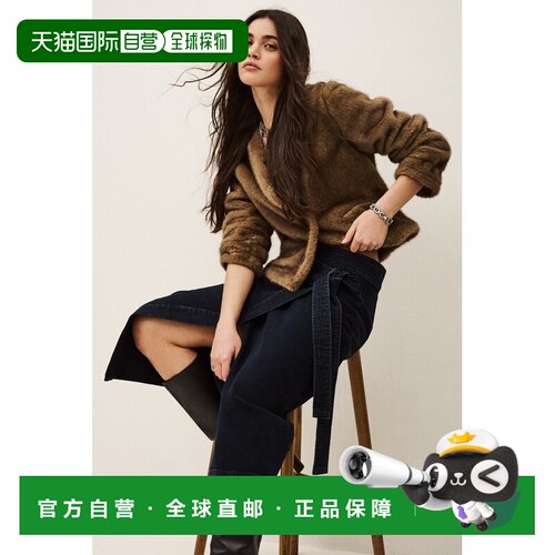 自营欧洲直邮Ba&Sh巴安诗 TIMY女士深靛蓝色有机棉牛仔半身裙