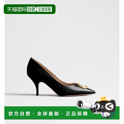 自营欧洲直邮Dior迪奥  Initials女士黑色羊皮革高跟鞋单鞋一脚蹬