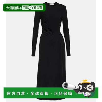 1h可退 香港直邮Tory Burch 托里 伯奇 女士 褶皱中长连衣裙 0006