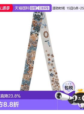 欧洲直邮LONGCHAMP/珑骧女士丝巾蓝色花卉图案时尚潮流配饰百搭