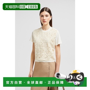 欧洲直邮MONCLER 花边棉质T恤针织上衣 2025新品