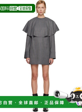 1h可退 香港直邮GANNI 甘尼 女士 灰色 Stripe Circle Collar 连