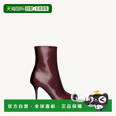 自营欧洲直邮YSL圣罗兰 ASHLEY系列女士复古波尔多色牛皮尖头靴子