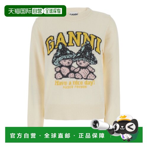 香港直邮GANNI 甘尼 女士 Mushroom for 印花羊毛毛衣(白色) A115