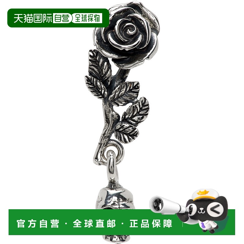 1h可退 香港直邮Emanuele Bicocchi 男士 单只 Rose & Skull 耳坠